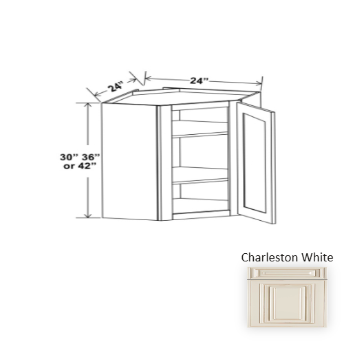 Classic Style Wood Charleston White Diagonal Corner Wall Cabinet Charleston White 1