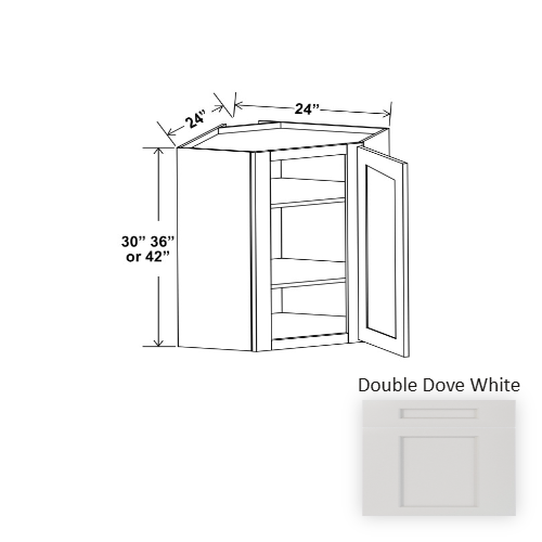 Double Shaker Style Wood Dove White Diagonal Corner Wall Cabinet Dove White 1