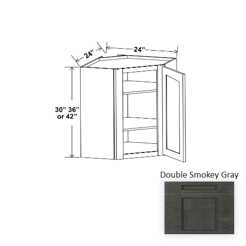 Double Shaker Style Wood Smokey Gray Diagonal Corner Wall Cabinet Smokey Gray 1