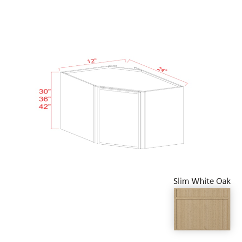 Slim Shaker Style Wood White Oak Diagonal Corner Wall Cabinet White Oak 1