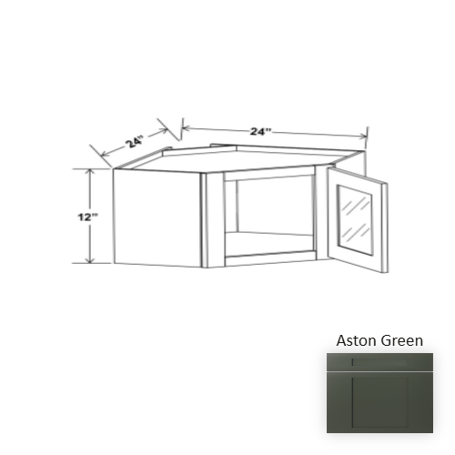 Slim Shaker Style Wood Aston Green Diagonal Corner Wall Cabinet Aston Green 1