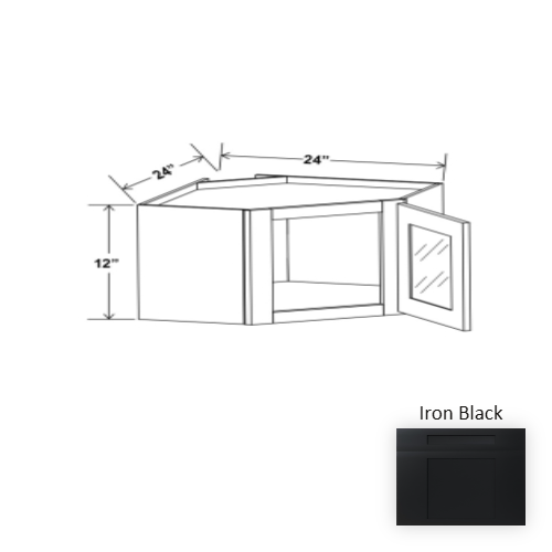Slim Shaker Style Wood Iron Black Diagonal Corner Wall Cabinet Iron Black 1