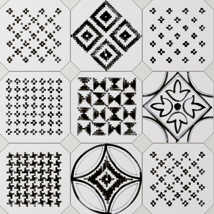 Vaudeville Porcelain Octagon Deco Sombra with Taco Nacar Tile Matte 1