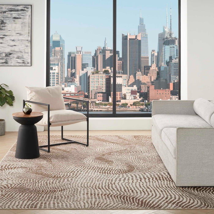 Central Park West Beige Brown CEP01 Polyester Contemporary Area Rug - 8 Ft x 10 Ft