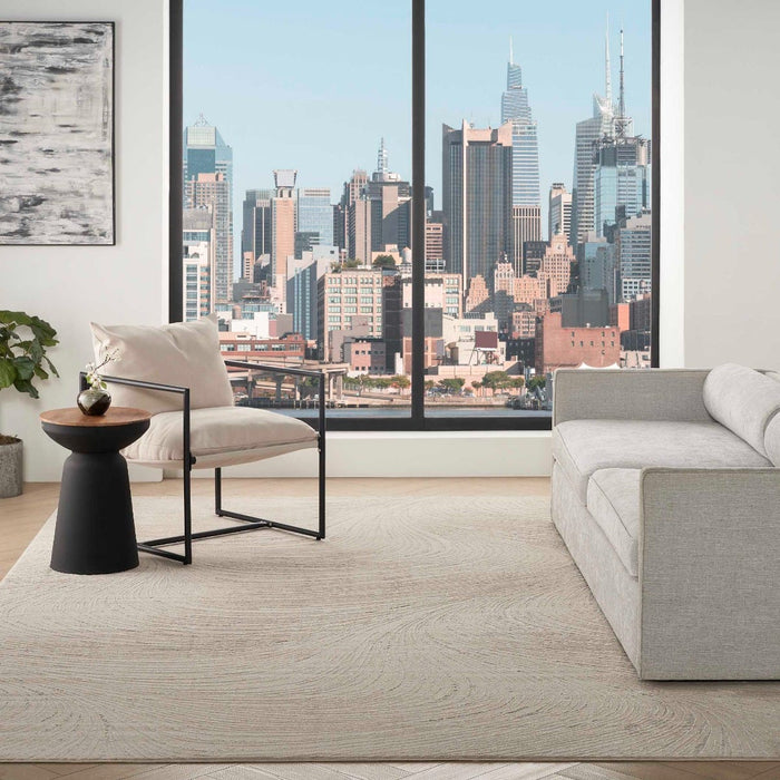 Central Park West Beige CEP02 Polyester Contemporary Area Rug - 6 Ft x 9 Ft