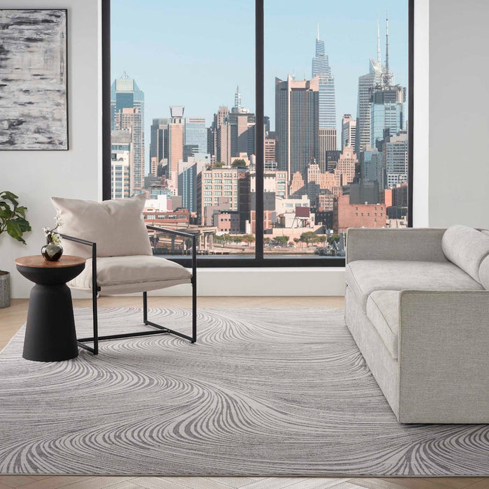 Central Park West Grey CEP02 Polyester Contemporary Area Rug - 8 Ft x 10 Ft