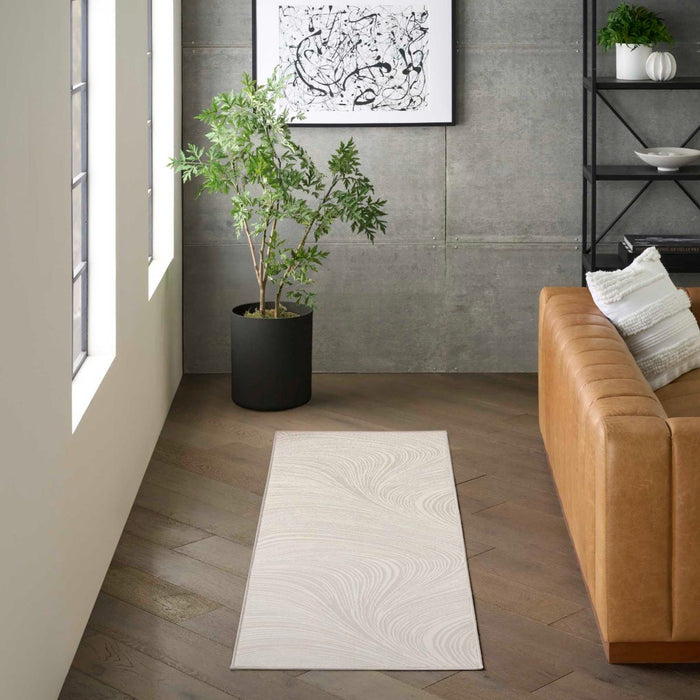 Central Park West Ivory CEP02 Polyester Contemporary Area Rug - 5 Ft x 7 Ft
