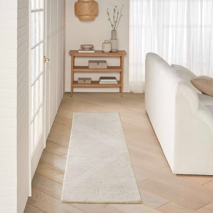 Pure Patterns Ivory Grey PRN01 Wool Contemporary Area Rug - 8 Ft x 10 Ft