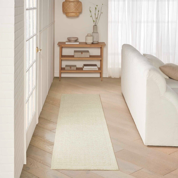 Pure Grids Ivory Beige PGR01 Wool Contemporary Area Rug - 4 Ft x 6 Ft