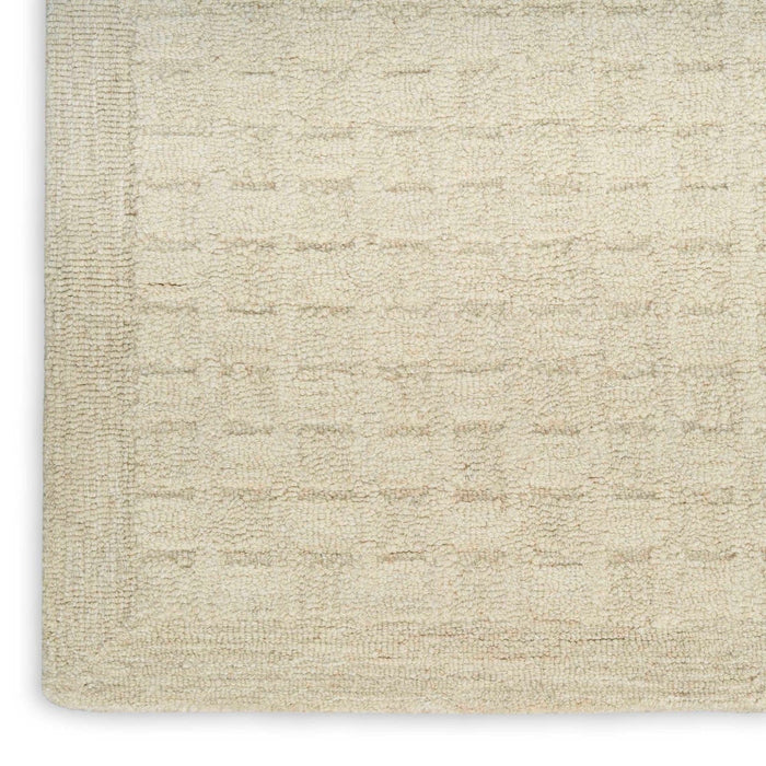 Pure Grids Ivory Beige PGR01 Wool Contemporary Area Rug - 8 Ft x 12 Ft