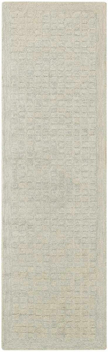Pure Grids Light Blue PGR01 Wool Contemporary Area Rug - 8 Ft Runner