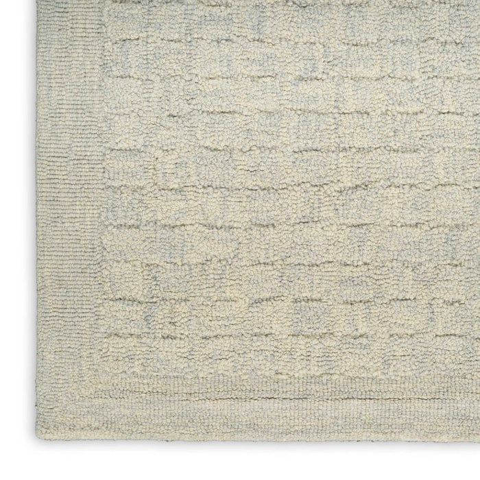 Pure Grids Light Blue PGR01 Wool Contemporary Area Rug - 8 Ft x 12 Ft