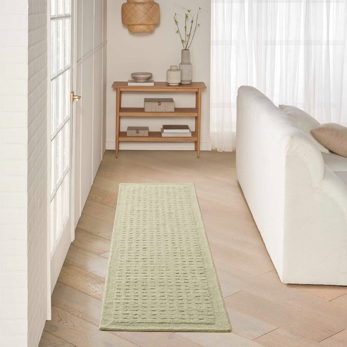 Pure Grids Light Green PGR01 Wool Contemporary Area Rug - 4 Ft x 6 Ft