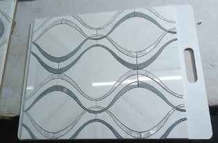 Dolomite, Bardiglio
 & Mother of Pearl Waterjet Marble Mosaic - Wave Polished