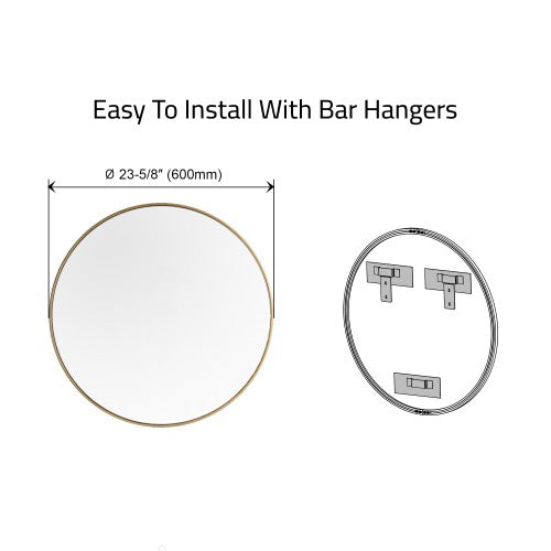 Brushed Brass Aluminum & Glass Bathroom Mirror 5