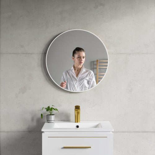 Matt White Aluminum & Glass Bathroom Mirror 2