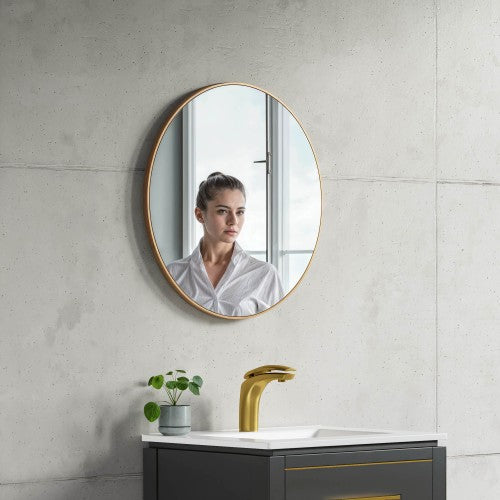 Brushed Brass Aluminum & Glass Bathroom Mirror 1