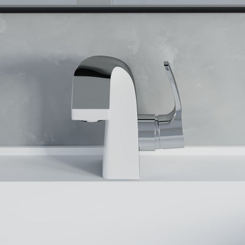 Chrome / White Brass Bathroom Faucet 3