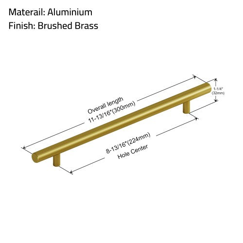 3001 Series Brushed Brass Aluminum Cabinet Pull 3