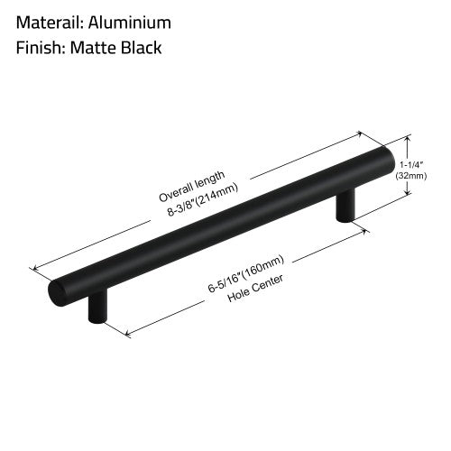 3001 Series Matte Black Aluminum Cabinet Pull 4
