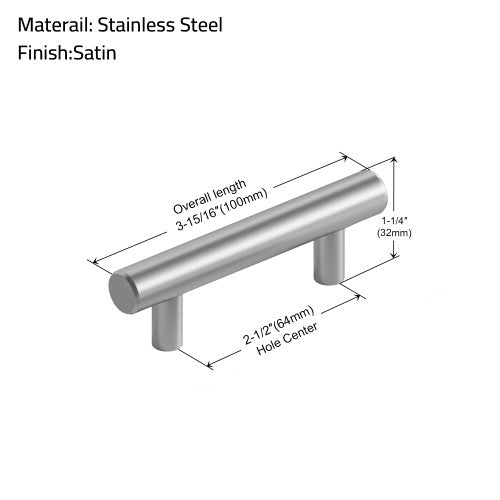 3001 Series Brushed Satin Stainless Steel Cabinet Pull 4