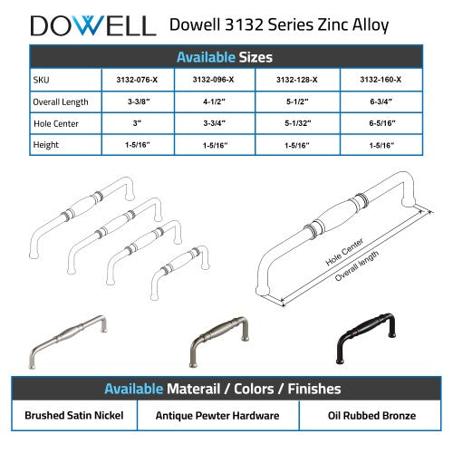 3132 Series Oil Rubbed Bronze  Metal Cabinet Pull 5