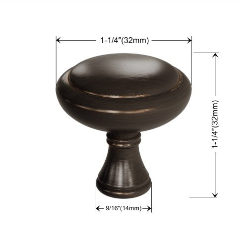 3185 Series Oil Rubbed Bronze  Metal Cabinet Knob 4