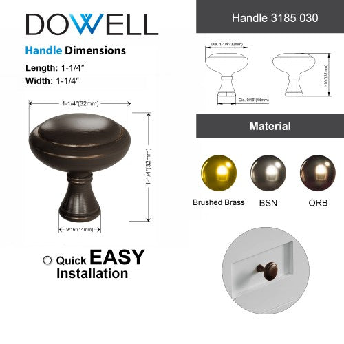 3185 Series Oil Rubbed Bronze  Metal Cabinet Knob 5