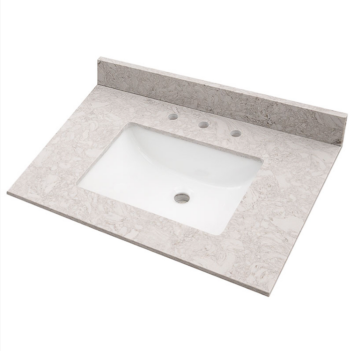 Drifting Fog Polished Engineered Marble Vanity Top with Built in Sink - 37" x 22"