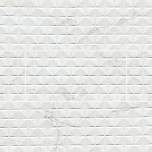 Dymo Ceramic Calacatta Chex White Tile Glossy 1