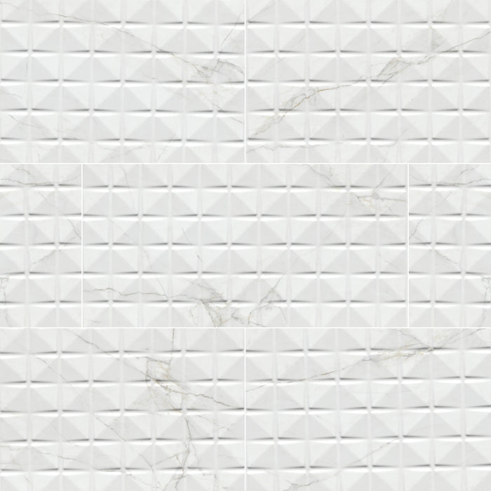 Dymo Ceramic Calacatta Chex White Tile Glossy 1