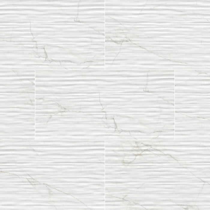 Dymo Ceramic Calacatta Stripe White Tile Glossy 1