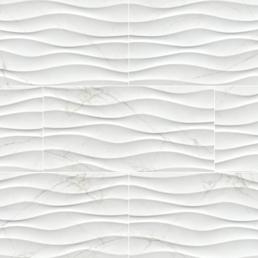 Dymo Ceramic Calacatta Wavy White Tile Glossy 1