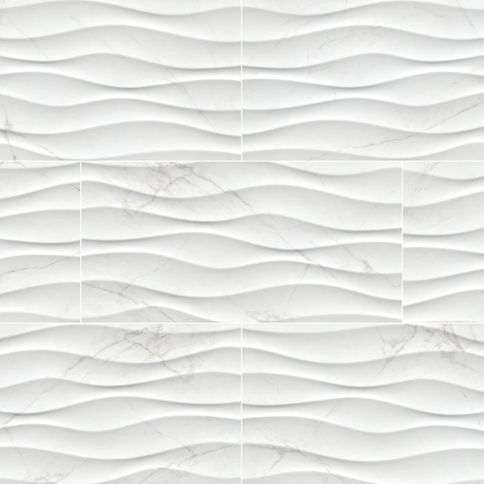 Dymo Ceramic Calacatta Wavy White Tile Glossy 1