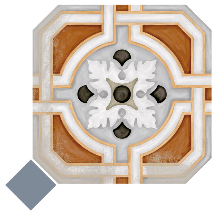 Vaudeville Porcelain Octagon Deco Zimer with Taco Azzuro Tile Matte 3