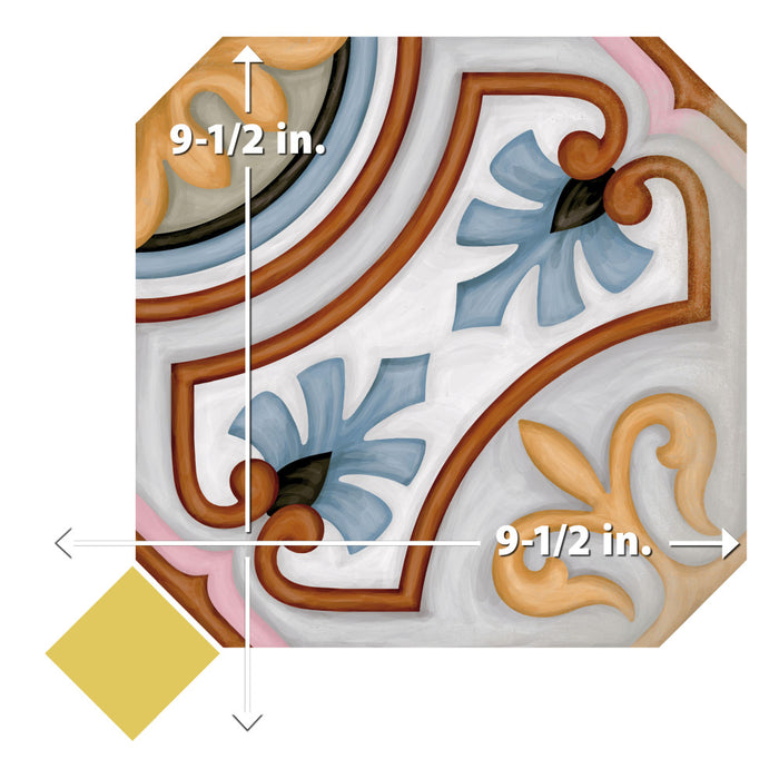 Vaudeville Porcelain Octagon Deco Diglas with Taco Lima Tile Matte 9