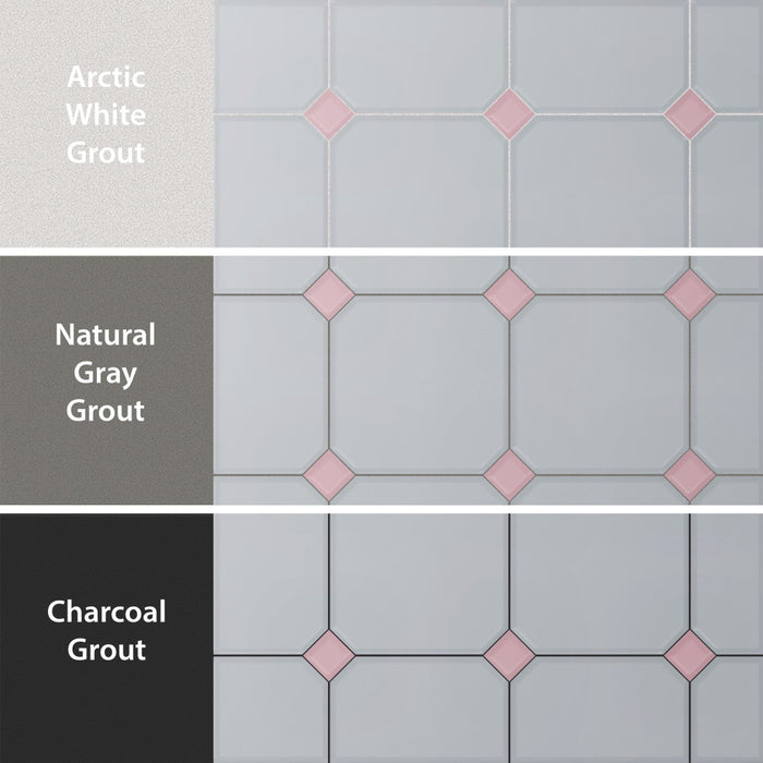 Vaudeville Porcelain Octagon Humo with Taco Pink Tile Matte 4