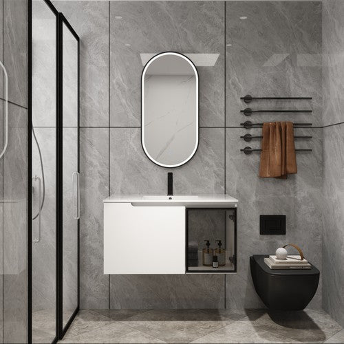 Plywood Glossy White Bathroom Vanity Glossy White 1