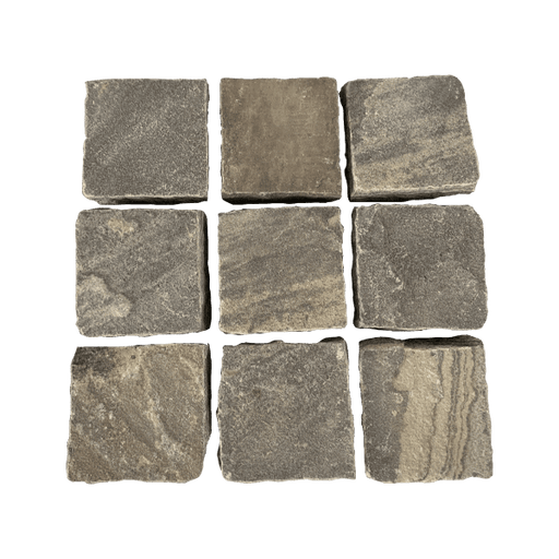 Ebony Black Split Face Sandstone Cobblestone - 3.5" x 3.5" x 2" x +/- 2"