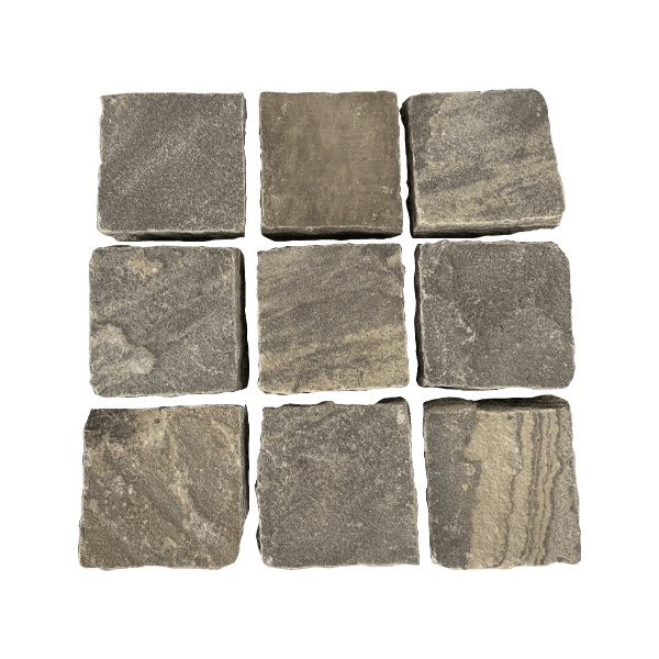 Ebony Black Split Face Sandstone Cobblestone - 3.5" x 3.5" x 2" x +/- 2"