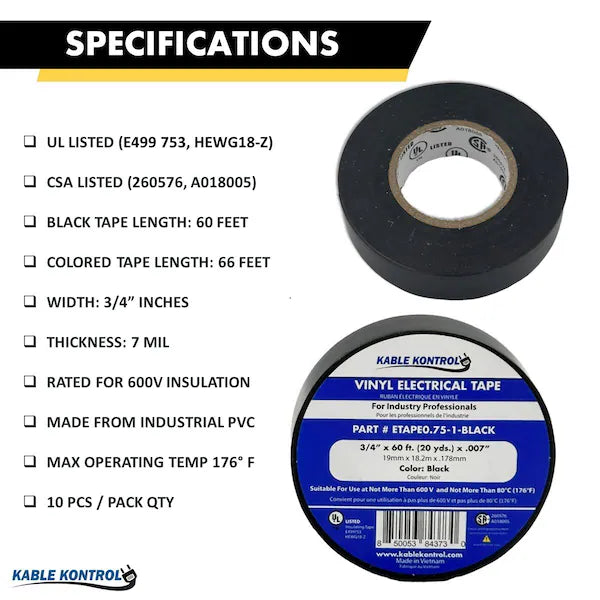 Vinyl Electrical Tape - Black - View 2
