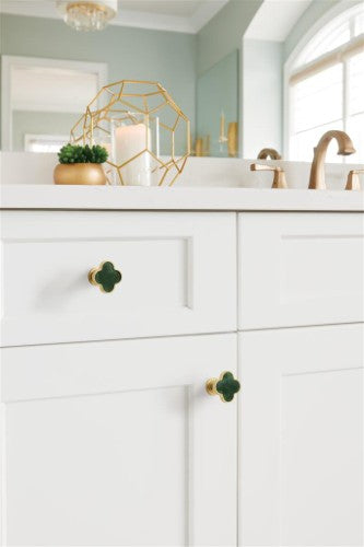 Accents Zinc & Acrylic Gold / Emerald Green Cabinet Knob 17