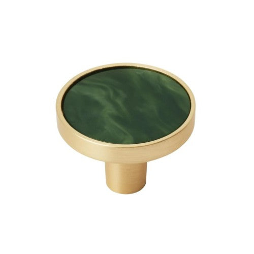 Accents Zinc & Acrylic Gold / Emerald Green Cabinet Knob 2