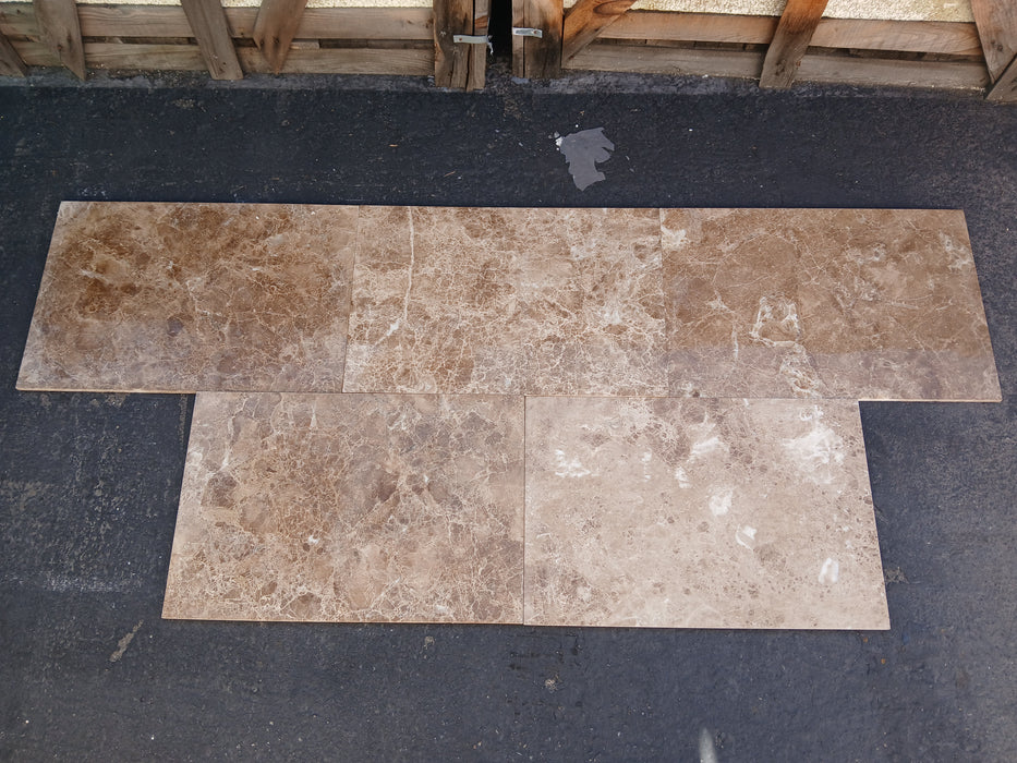Emperador Caramel Marble Polished Tile - 16" x 24"