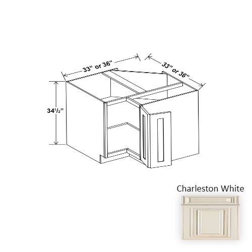 Classic Style Wood Charleston White Corner Lazy Susan Base Cabinet Charleston White 1