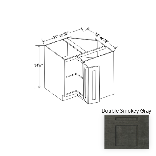 Double Shaker Style Wood Smokey Gray Corner Lazy Susan Base Cabinet Smokey Gray 1
