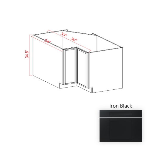 Slim Shaker Style Wood Iron Black Corner Lazy Susan Base Cabinet Iron Black 1