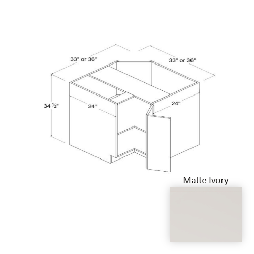 Frameless European Style Wood Matte Ivory Corner Lazy Susan Base Cabinet Matte Ivory 1