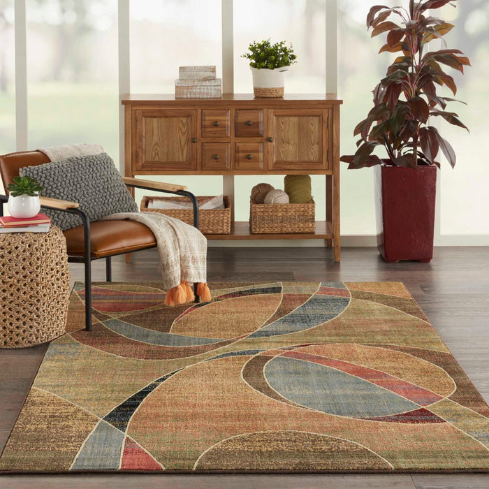 Expressions Multicolor XP07 Polypropylene Blend Contemporary Area Rug - 5 Ft x 7 Ft