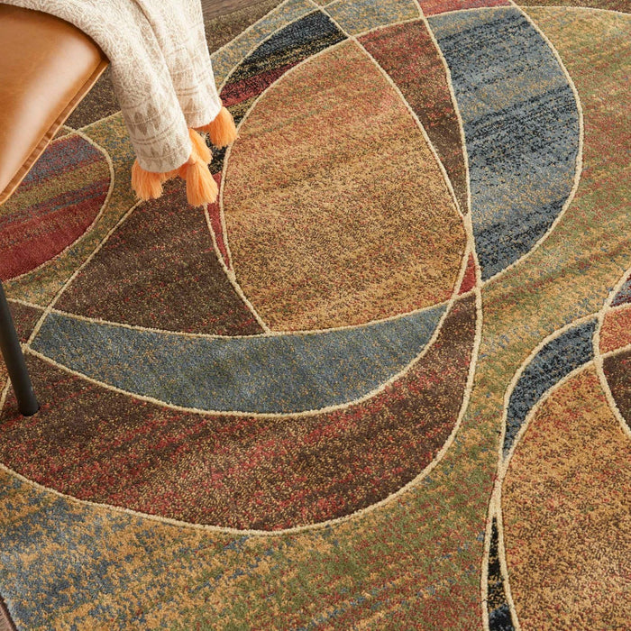 Expressions Multicolor XP07 Polypropylene Blend Contemporary Area Rug - 5 Ft x 7 Ft